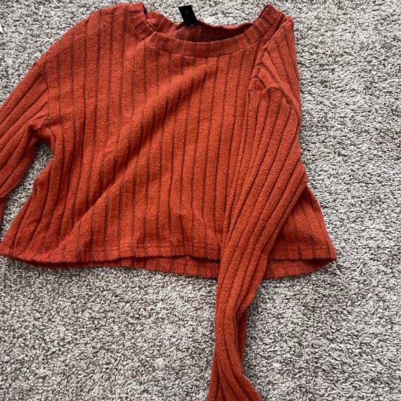Rust Orange Ribbed Sweater - Picture 2 of 3